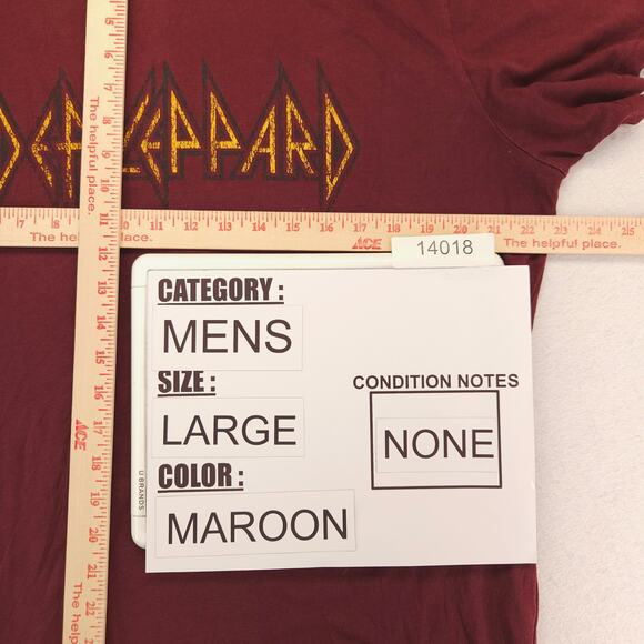 Def Leppard Band Graphic Crew Neck T Shirt Adult Mens Size Large L Maroon - Picture 7 of 9